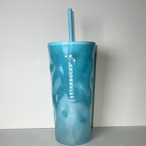 Starbucks Glass Aqua Tumbler with Matching Lid and Straw